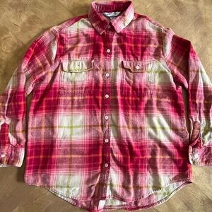 Old Navy Boyfriend Fit Women's Pink Plaid Shirt Size Small